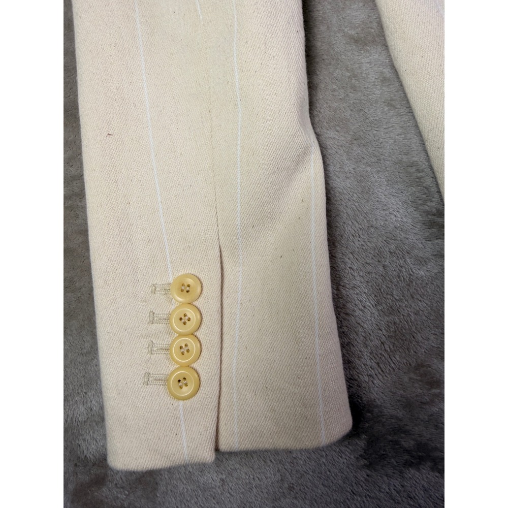 J.Crew Womens Alfie Blazer Size 0 Cotton Blend‎ Jacket Ivory Beige Denim Stripe - Picture 8 of 12